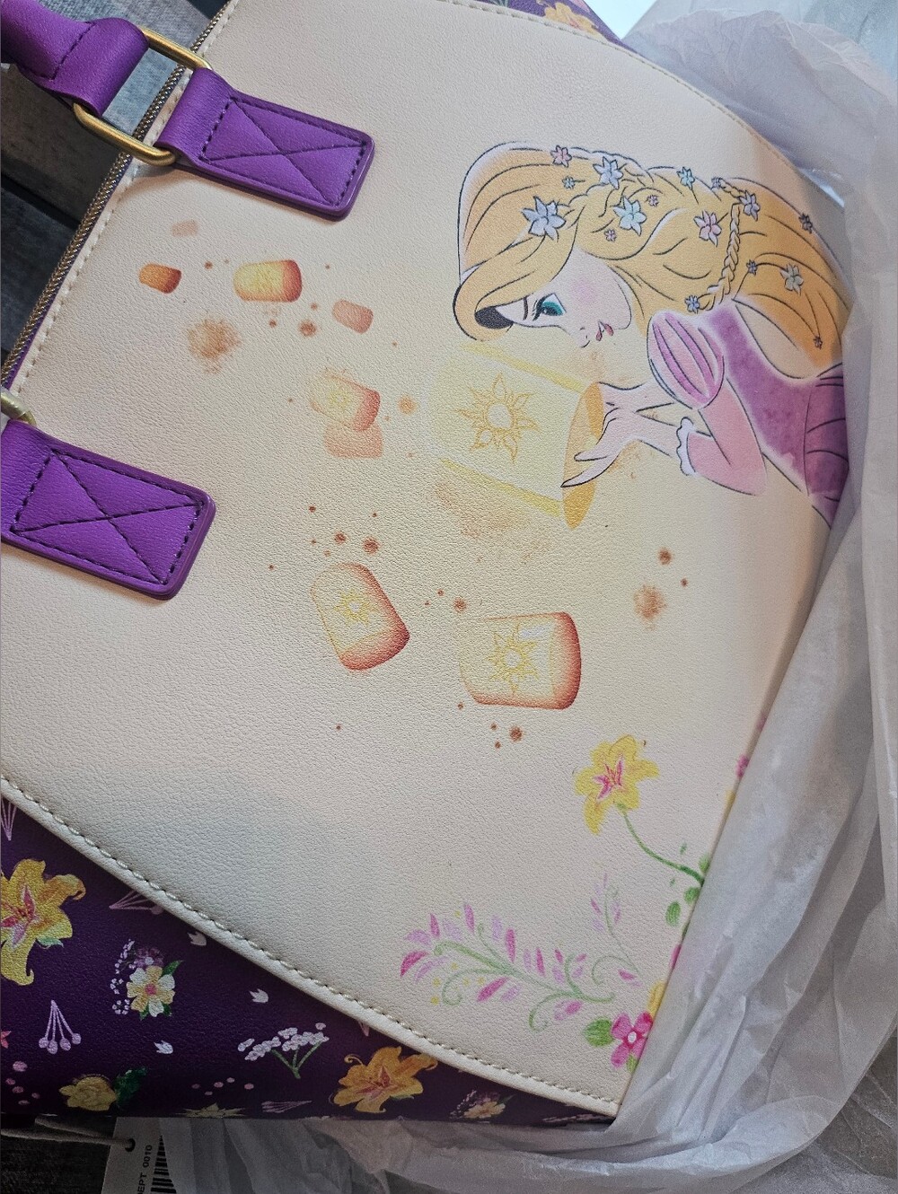 Rapunzel Floral Ivory & Purple Tote Bag